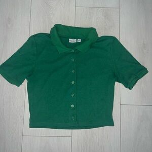 3 tops/$35 Aritzia Cropped Green Button Down Polo